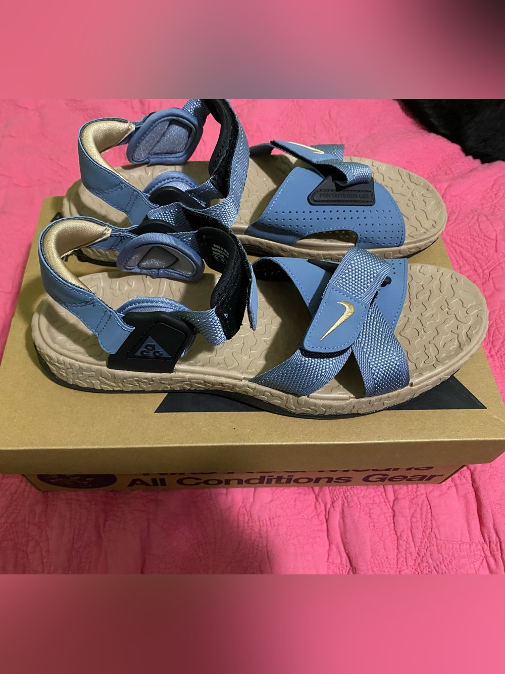 Nike ACG Men’s Blue and Tan Strap Sandals